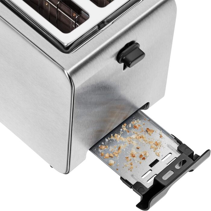 WMF Stelio 2-Slice Stainless Steel Toaster, Double-Slot Toaster with Bread Roll Attachment, Bagel Function, 7 Browning Levels, 900 W, Matte Stainless Steel Toaster