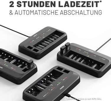 Зарядний пристрій ABSINA X10 для акумуляторів AA, AAA та 9V - 10-портовий зарядний пристрій для NiMH акумуляторів