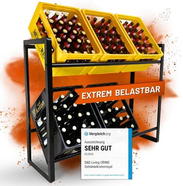 D&D Living® CRINO Beverage Crate Shelf 6 Crates | The Original Beverage Crate Shelf | Maximum Stability and Easy Assembly | Developed in Austria