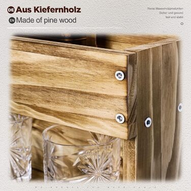 Стійка для вина Yorbay з підігрітим деревом, настінна з тримачем для корку, для келихів для вина та віскі, утримувач для пляшок, домашній бар, вінтаж, подарунок (без LED)