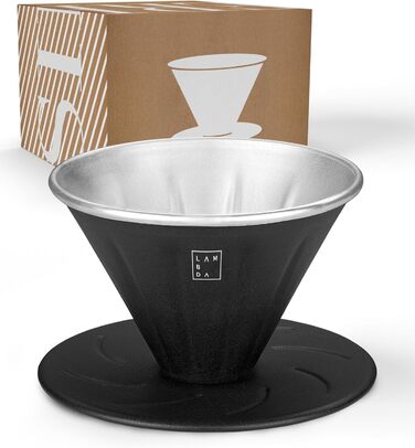 Многоразовий кавовий фільтр LAMBDA COFFEE SIERRA V01, нержавіюча сталь, чорний, для кемпінгу, з карабіном