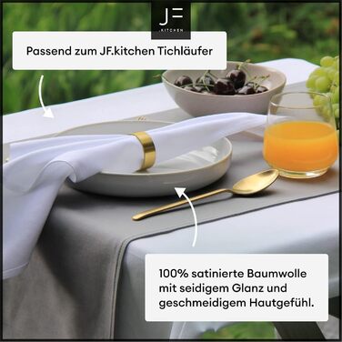 JF.kitchen® | 12 Cloth Napkins with Folding Instructions from Extra High-Quality Cotton 40x40cm (White)