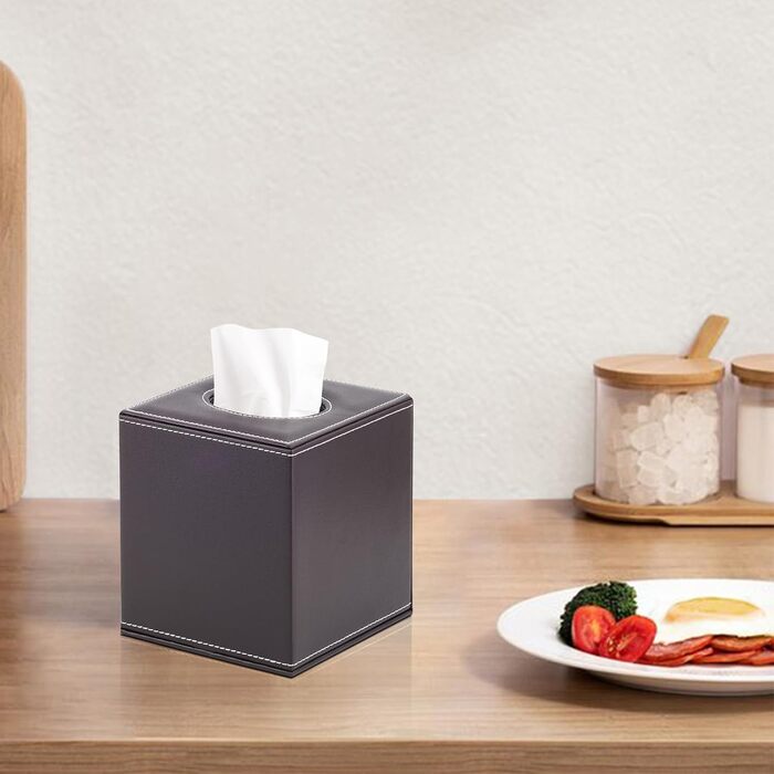 Скляна коробка для серветок прямокутна, органайзер для дому, ванної кімнати, авто, офісу, вінтажний дизайн (коричневий)