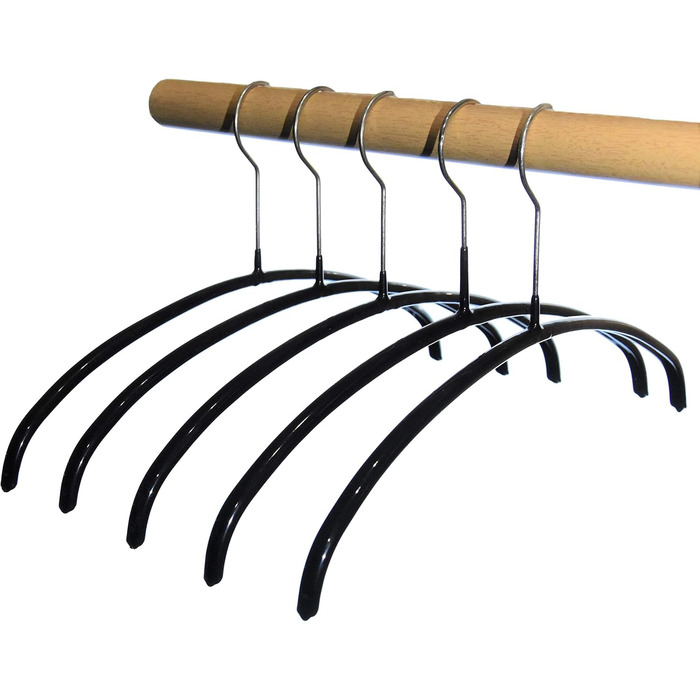 Hagspiel 10-Piece Metal Clothes Hangers, Non-Slip Coated, Black for Children, Teens, Length 36 cm
