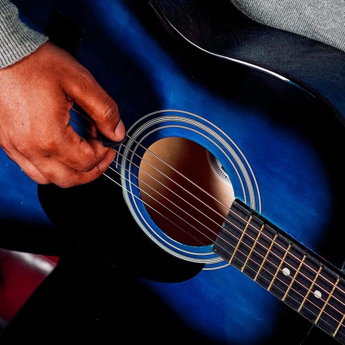 Гітара акустична 3rd Avenue 4/4 зі сталевими струнами, для початківців - комплект з чохлом, медіатором та запасними струнами, 6 місяців безкоштовних уроків (Блакитний)