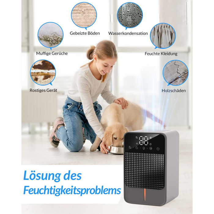 Електричний осушувач повітря Jialexin 1500 мл, портативний, тихий, з автовимкненням для квартири, ванної кімнати, підвалу та кухні