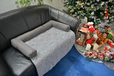 Крісло-ліжко для собак Raikou: комфортне місце для відпочинку, захист дивану та багажника, антиковзаюче покриття, легко миється, підходить для собак великих та маленьких порід (70x90 см, світло-сірий)