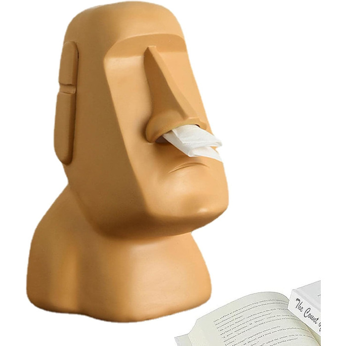 Easter Tissue Box Holder | Easter Island - Face Pattern Tissue Box Cover | Unique Toilet Paper Holder for Bathrooms, Bedroom Dressers, Nightstands, Desks, and Tables