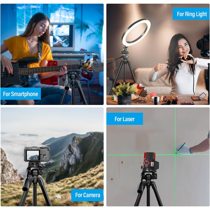 Штатив для камери SIRUI 180 см, алюмінієвий трипод з кріпленням для телефону, фото- та відеозйомки