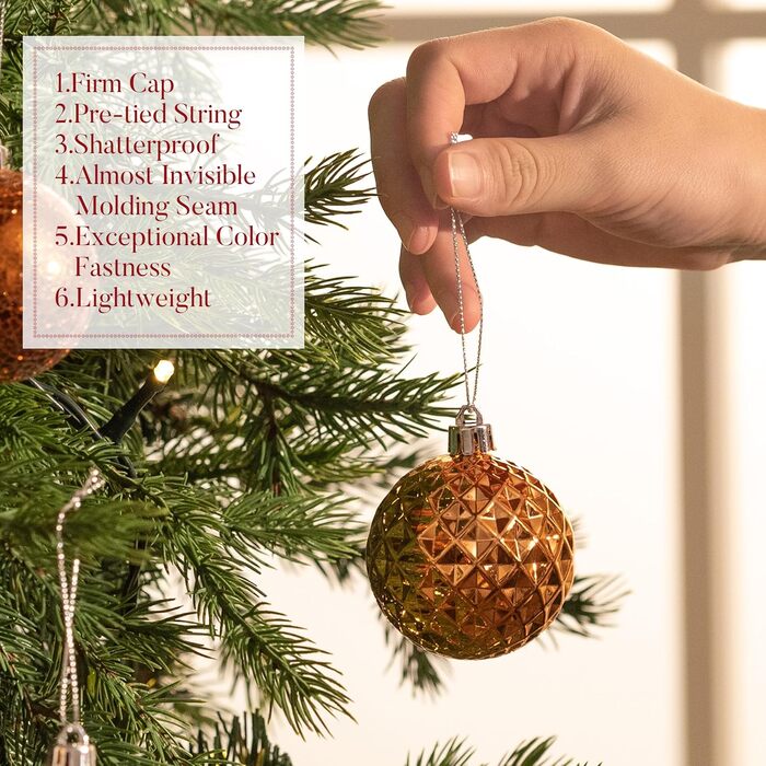 20 шт. ялинкові кулі Valery Madelyn 6 см, пластик, бронзовий колір, тематика 