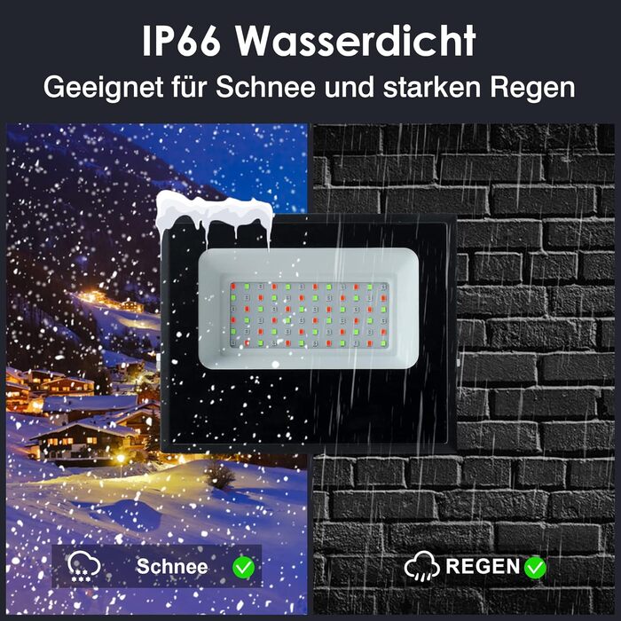 RGB LED прожектор 2 шт 100Вт, Bluetooth, IP66, для вулиці, балконів, саду, атмосферне підсвічування