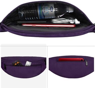 RYACO поясна сумка на пояс для жінок та чоловіків, стильна сумка для телефону, сумка для подорожей, походів, водонепроникна сумка на пояс для бігу, подорожей, спорту та активного відпочинку (фіолетовий)