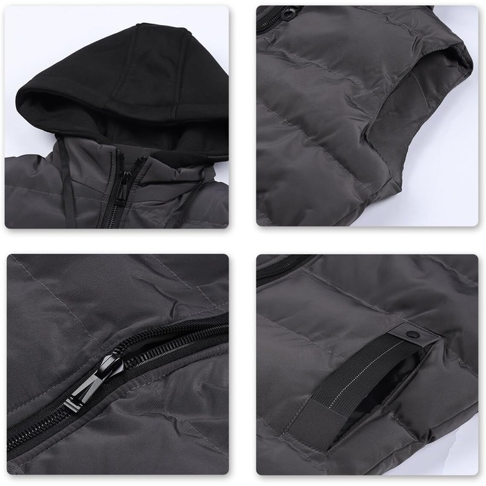 Чоловіча степкова жилетка YOUTHUP з капюшоном для активного відпочинку та зими, легка, вітронепроникна (Сірий, XS)