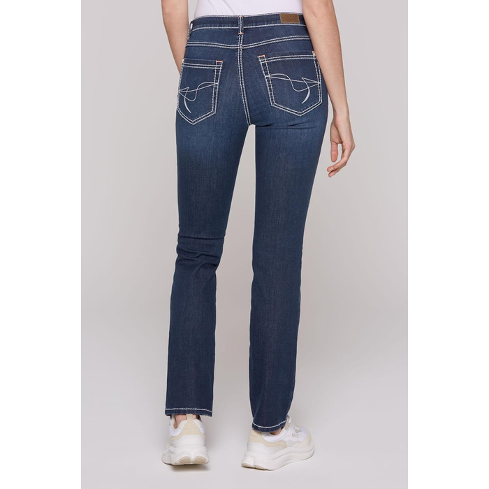 Джинси жіночі SOCCX Regular Fit: зручний стрейч-денім, прямі штанини, середньої посадки, Dark Vintage Used 27W/32L