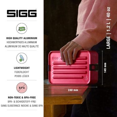 SIGG - Alu Lunchbox Plus - Divided Lunchbox - Award-Winning - Dishwasher Safe & Microwave Safe - Absolutely Leak-Proof - Featherlight - BPA-Free