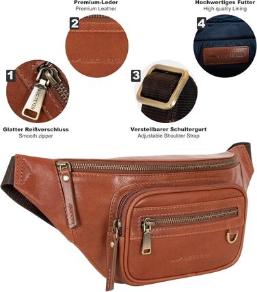 Чоловіча поясна/животна сумка Marc Peter® Varadero з натуральної шкіри Наппа | Сумка на пояс/через плече | Vintage коричневий