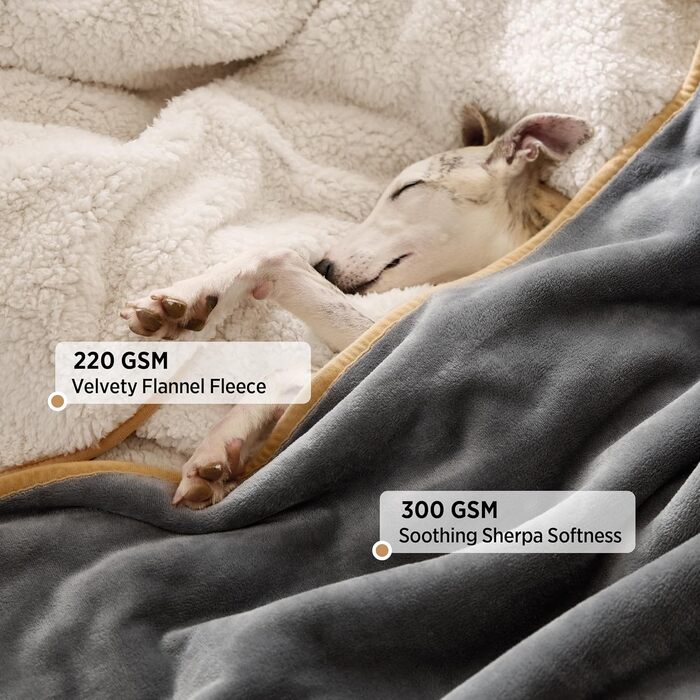 Водонепроникний коврик для собак Lesure, великі породи, 100x120 см, Outdoor, Sherpa Fleece, для дому та на вулицю, сірий