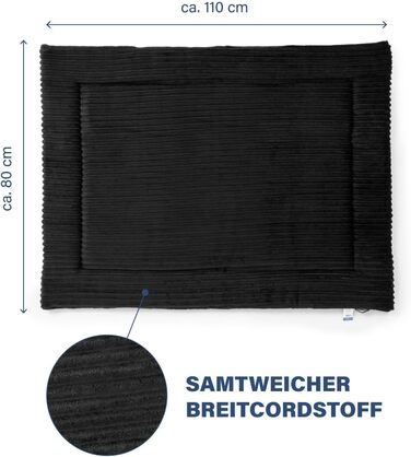 Килимок для собак Wallace & Jone Cardi, 60x45 см, чорний, з широкого корду, для маленьких собак