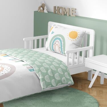 Комплект постільної білизни для дитячого ліжечка 100x135 см з 100% бавовни - для дітей та малюків, веселий стиль райдуга, сонце, бохо, для дівчаток та хлопчиків, включає 40x60 + 100x135 см