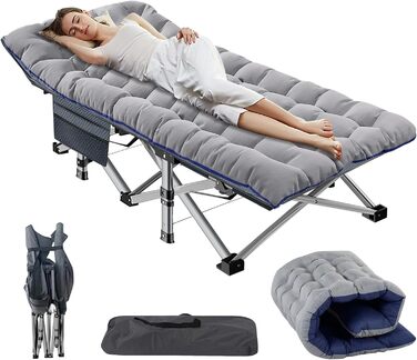 Розкладне ліжко ZIKEBTUY для кемпінгу та відпочинку: міцне, з матрацом, 200 кг, 190x71x36 см