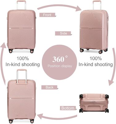 Набір валіз British Traveller: рожевий, з TSA-замком, 3 шт. (100% PP)