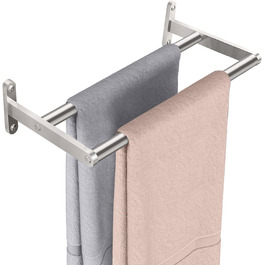 Тримач для рушників YUMORE, подвійний, 40 см, з нержавіючої сталі, для ванної кімнати та кухні, сріблястого кольору