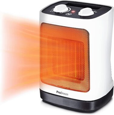 Про Breeze 2000W керамічний міні-нагрівач з автоматичною осциляцією, 2 режими, тихий, для вітальні, офісу, тераси - білий