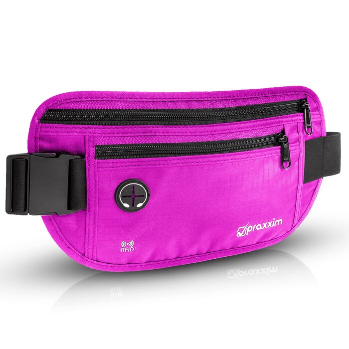 Чоловіча та жіноча бананка - плоска бананка для телефону до 7 дюймів - поясна сумка для спорту, подорожей та бігу (Рожева)