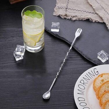 Набір барного аксесуару: ложки для змішування (3 шт.), мірні склянки (3 шт.), барні склянки, ложка для коктейлів з виделкою (25.4 см)