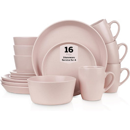 Stone Lain Albie: Сервіз з 16 частин з кераміки, рожевий (для 4 осіб)