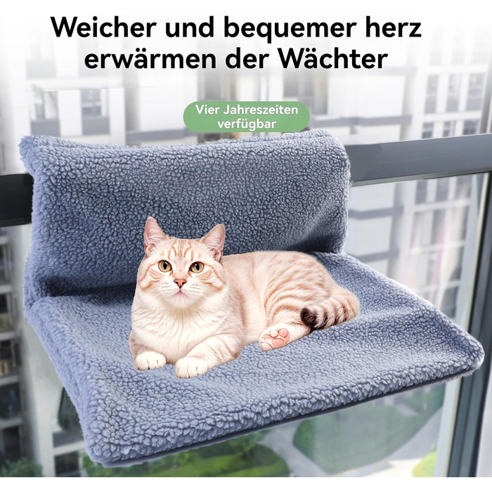 Ліжко для кота на батарею, плюшеве, сіре, 45x30 см