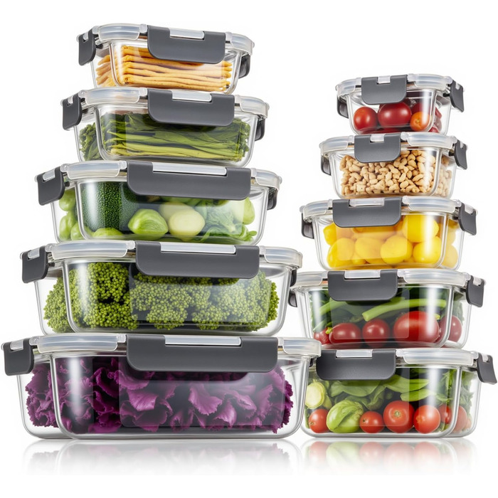 Набір контейнерів для зберігання Fenger Glas з кришкою (10 шт.) - герметичні, BPA-free, для холодильника та мікрохвильовки