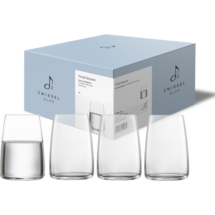 Zwiesel Glas Universalbecher Vivid Senses (4-piece set), versatile drinking glasses, dishwasher-safe Tritan crystal glasses, Made in Germany (Art.-Nr. 122425)