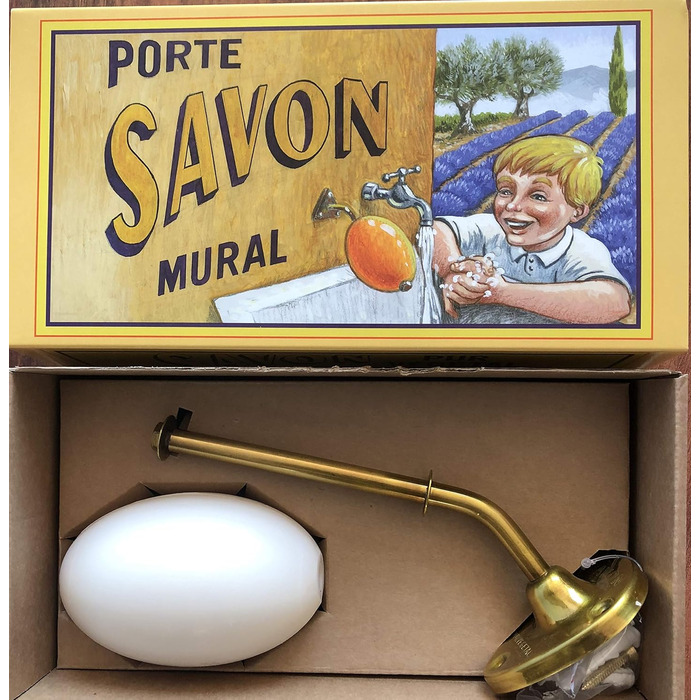 Rotating school soap, wall-mounted, French product.