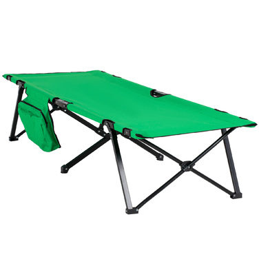 Outsunny Folding Camping Bed - Supports up to 136 kg - Folding Field Bed with Side Pocket - Oxford Green & Black - 200 x 73 x 49 cm - for Outdoor & Travel