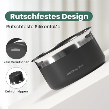 Нержавійна миска для води для собак Gardner Pet, 3,85 л, без розбризкування, для великих собак, чорна