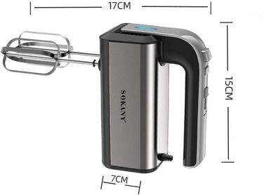 Міксер SOKANY 800W з нержавіючої сталі, 5 швидкостей, 2 гачки для тіста та 2 вінчики (CX-6651)