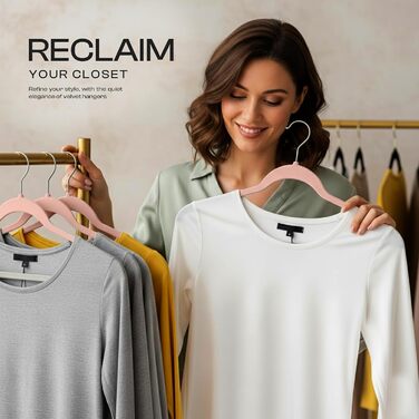 Плечики для одягу Utopia Home з оксамиту - антиковзаючі, міцні, 50 шт. (рожеві)