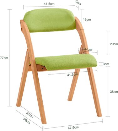 SoBuy FST92-GR Folding Chair Kitchen Chair with Padded Seat and Backrest Green WxHxD approx.: 47x77x60cm 1 Chair Green