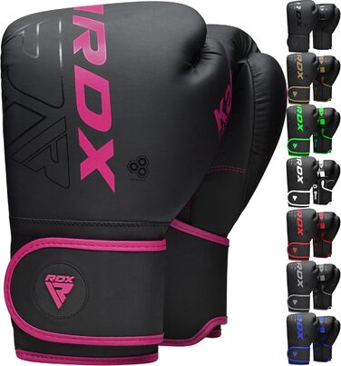Боксерські рукавички для дітей RDX Maya Hide, 6/8oz - Муай Тай, Кікбоксинг, MMA, чорний/рожевий