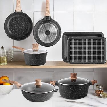 Набір посуду RIOVARM з індукційним дном: каструлі, сковороди та аксесуари. Керамічне антипригарне покриття, комплект для кухні