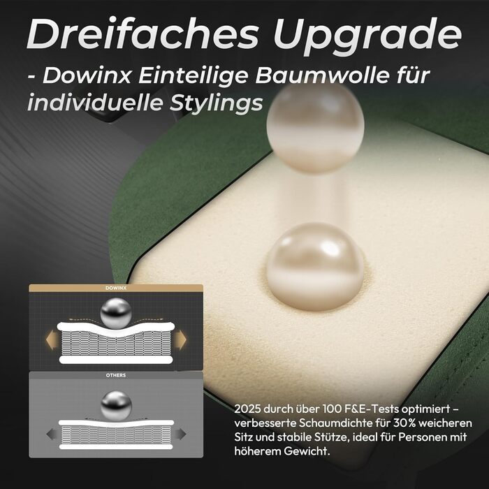 Ігровий крісло Dowinx з мікрофібри-велюру: дихаюче, ергономічне, з підніжкою (зелене)