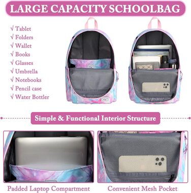 Шкільний рюкзак для підлітків: легкий, 15.6