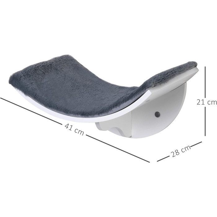 PawHut Cat Bed, Wall-Mounted Cat Bed, Cat Shelf, Wall Mount, Plush Cushion, MDF (white / gray)
