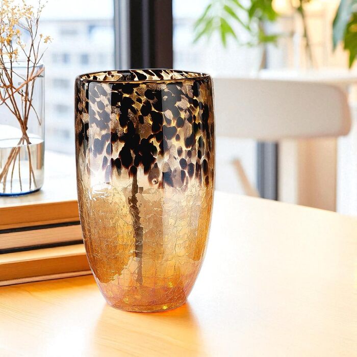 Велика скляна ваза Gilde для букетів, пампасних трав та гілок - декор для дому, подарунок на весілля, Новий рік, день народження, ручної роботи, 29 см