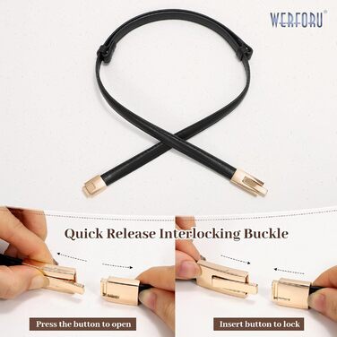 Жіночий шкіряний ремінь WERFORU - тонкий, регульований, з декоративною золотистою пряжкою, чорний+коричневий, довжина 105 см, розмір талії до 93 см