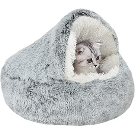 YAGE Soothing Cat Bed, Fluffy Plush Kitten Bed, Washable Anti-Anxiety Puppy Bed, Pet Bed for Small Dogs Soft Warm Donut Cat Sleeping Bag. No.: 015002802-0001(M-50cm)
