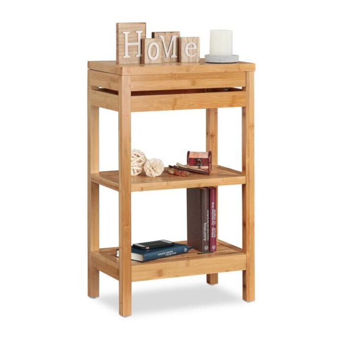 Relaxdays Bamboo Shelf with Shelves and Lid