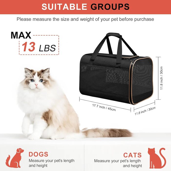 Чорна сумка-переноска для собак, ідеальна для подорожей, міцна та довговічна