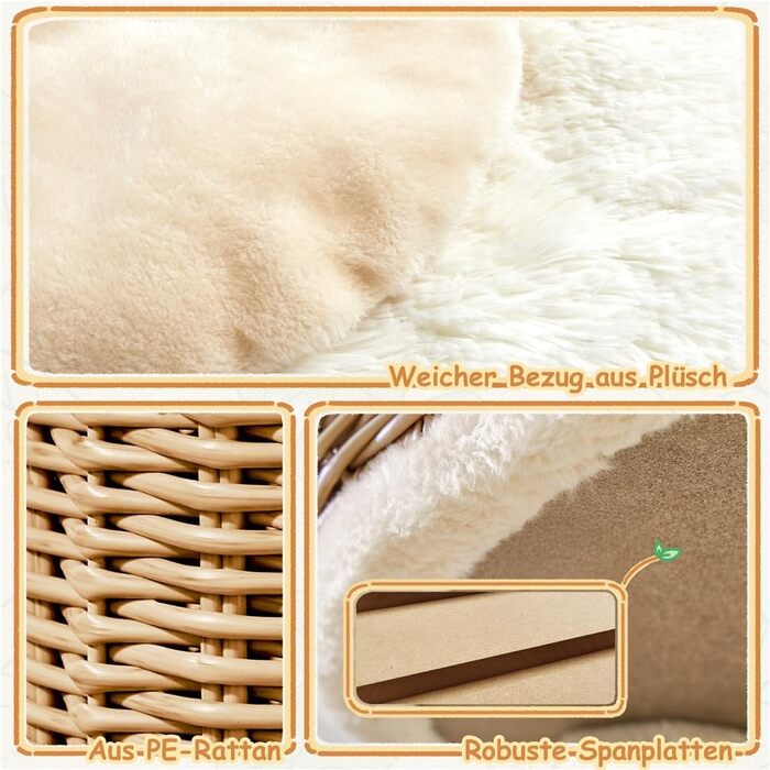 Дерево для котів Yaheetech з ротангу, 91 см, для великих котів до 10 кг, з печерею та платформами, бежевий